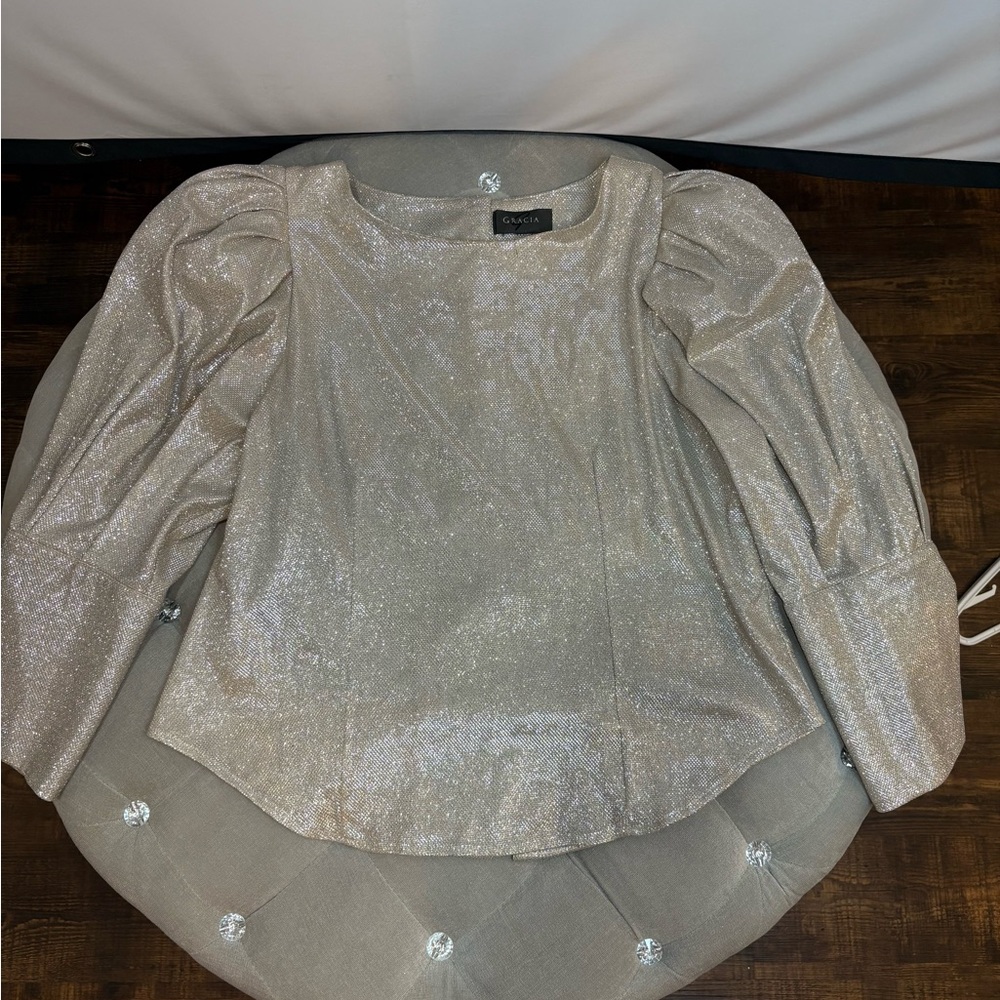 Gracia Shimmering Silver Blouse